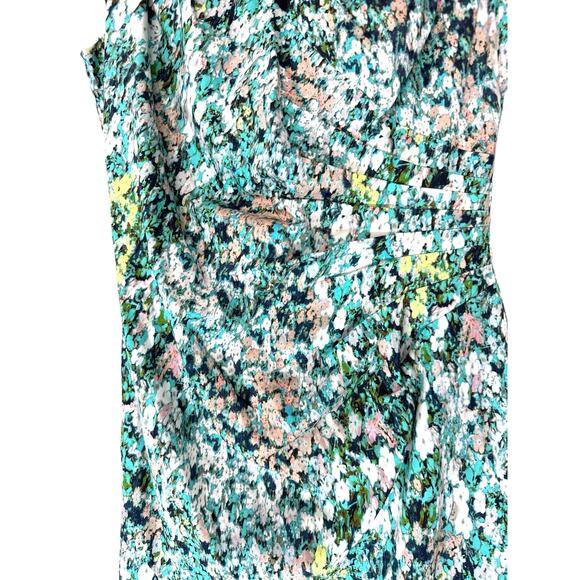 Adrianna Papell Dress Floral Splatter Print Easter Spring Ruched Sheath Size 8 - Picture 7 of 11